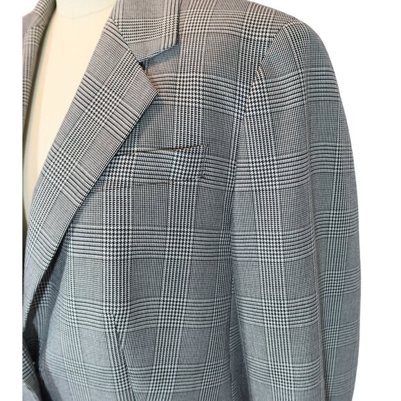 TALBOTS Glen Plaid Wool Blend 2-Button Blazer 8  Black White Preppy Office - Picture 4 of 9